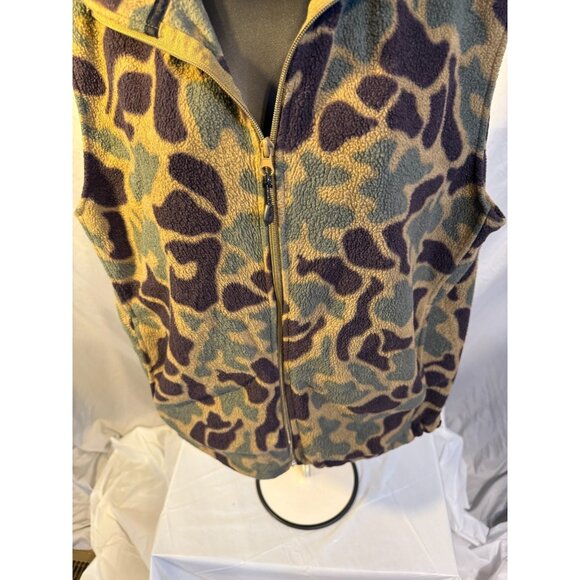Woolrich Mens Fleece Zip Up Vest Green Army Camo Style Size Medium M Hunting - Picture 2 of 3